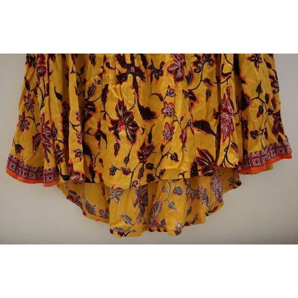 Raga R3872 Women's Sz 2 Mustard V-Neck Crinkle Woven Boho Babydoll Top - Picture 8 of 9